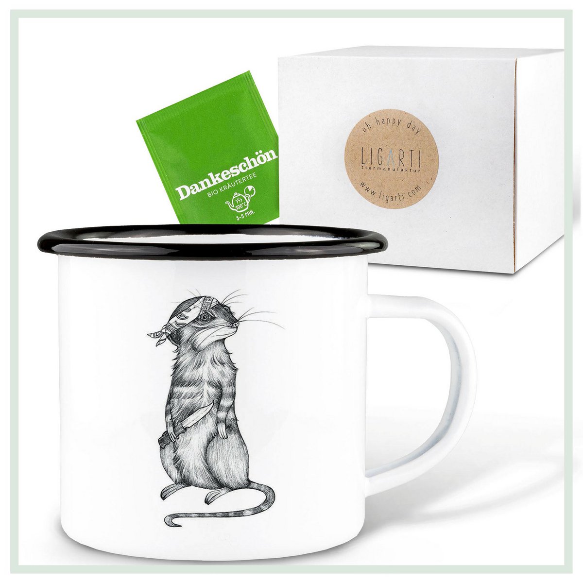 Emaille Tasse – Toni Knife