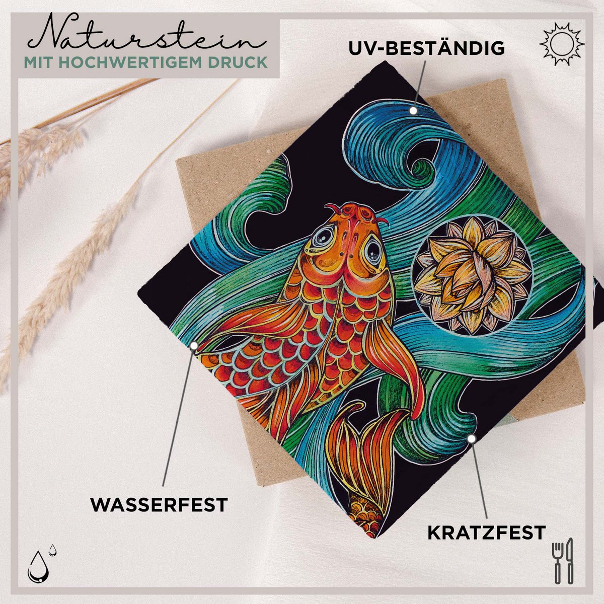 Fliesenuntersetzer – 2er-Set – Lotoskois