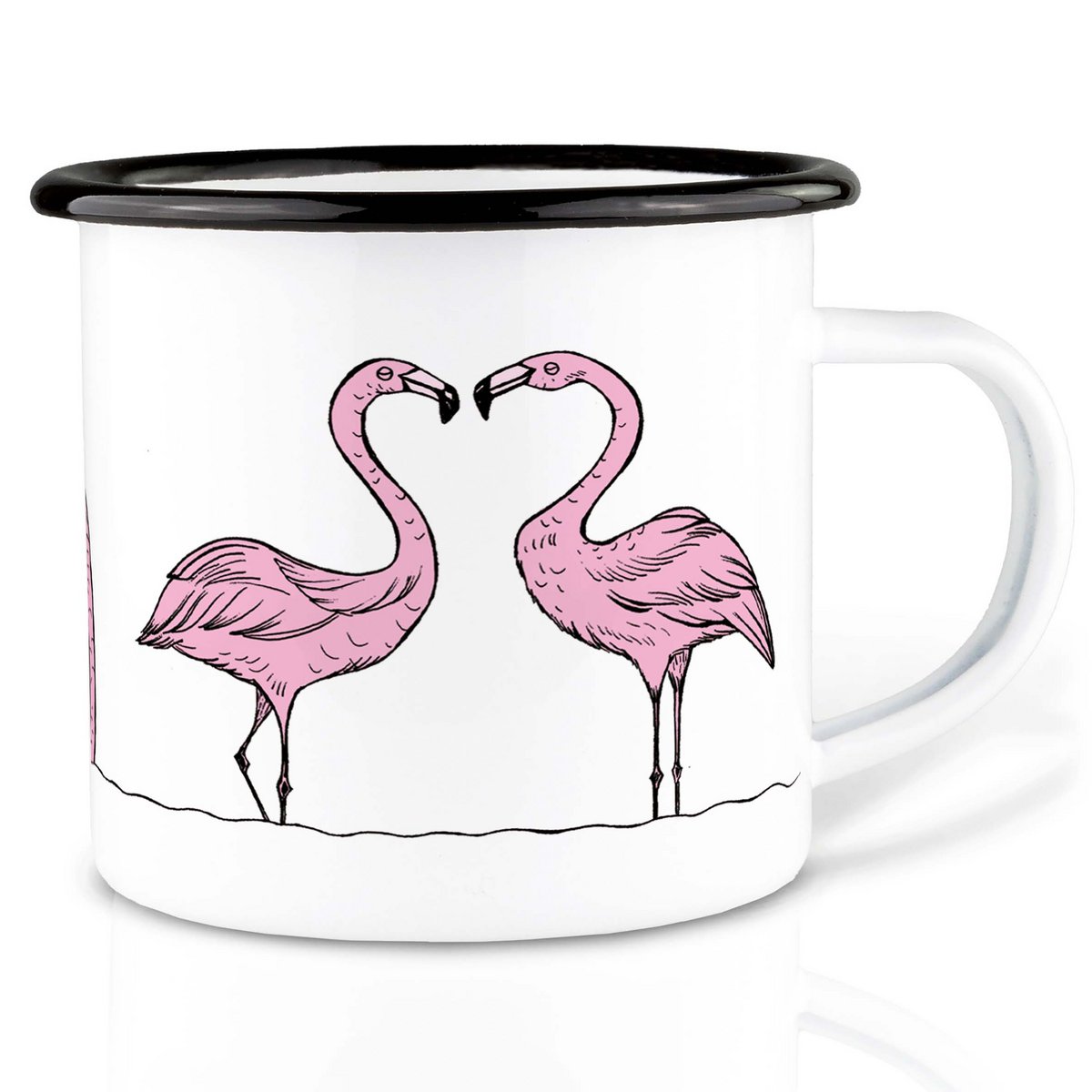 Emaille Tasse – Flamingoparade