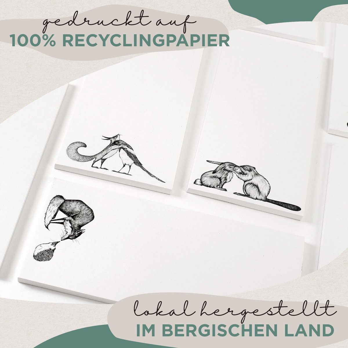 Notizblock – Kuscheltiere Trio – 3er-Set
