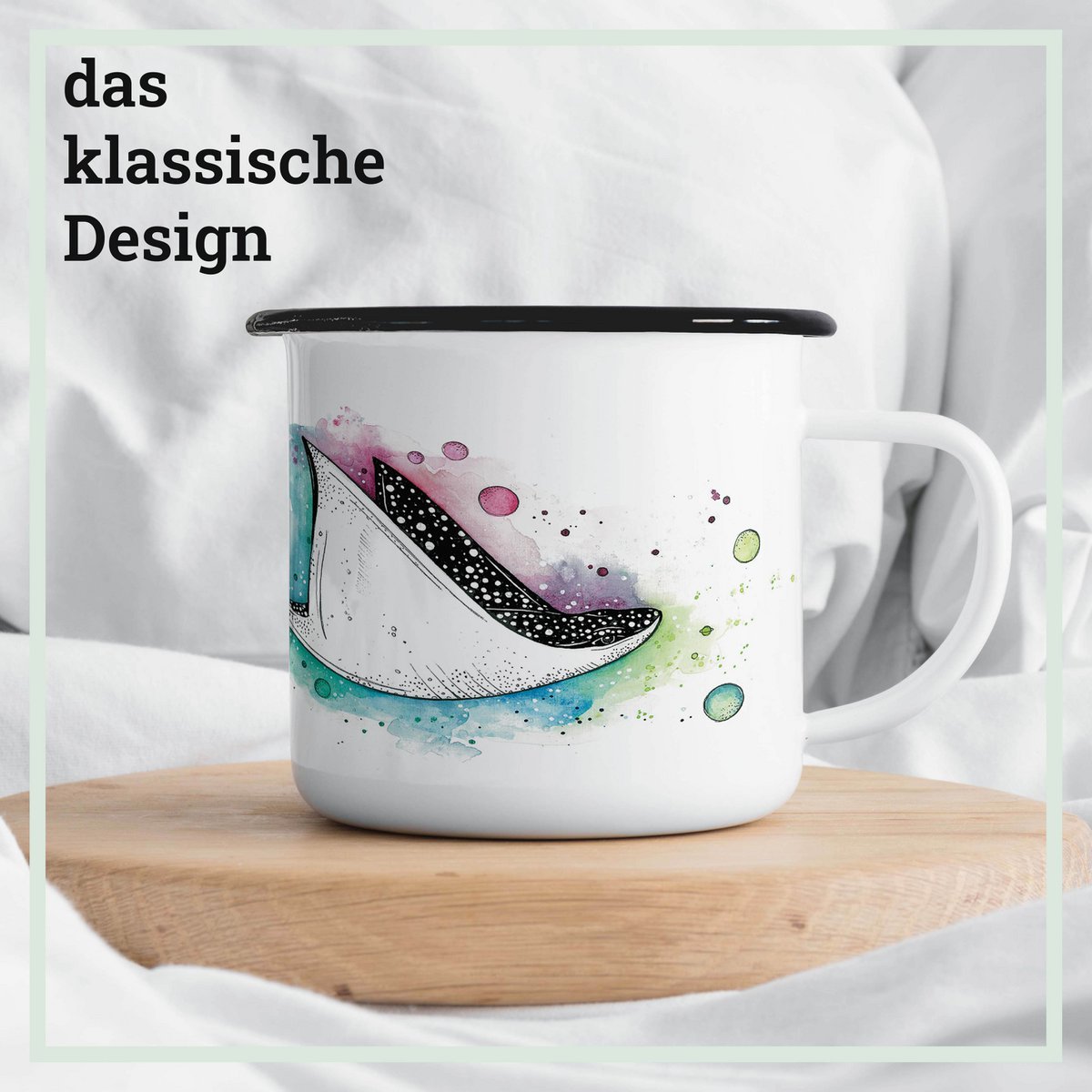 Emaille Tasse – Space Rochen