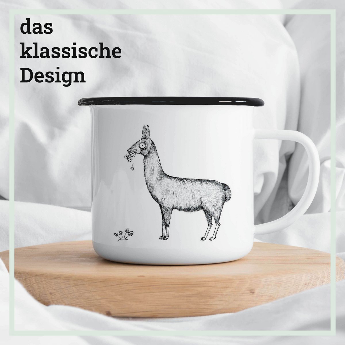 Emaille Tasse – Lama