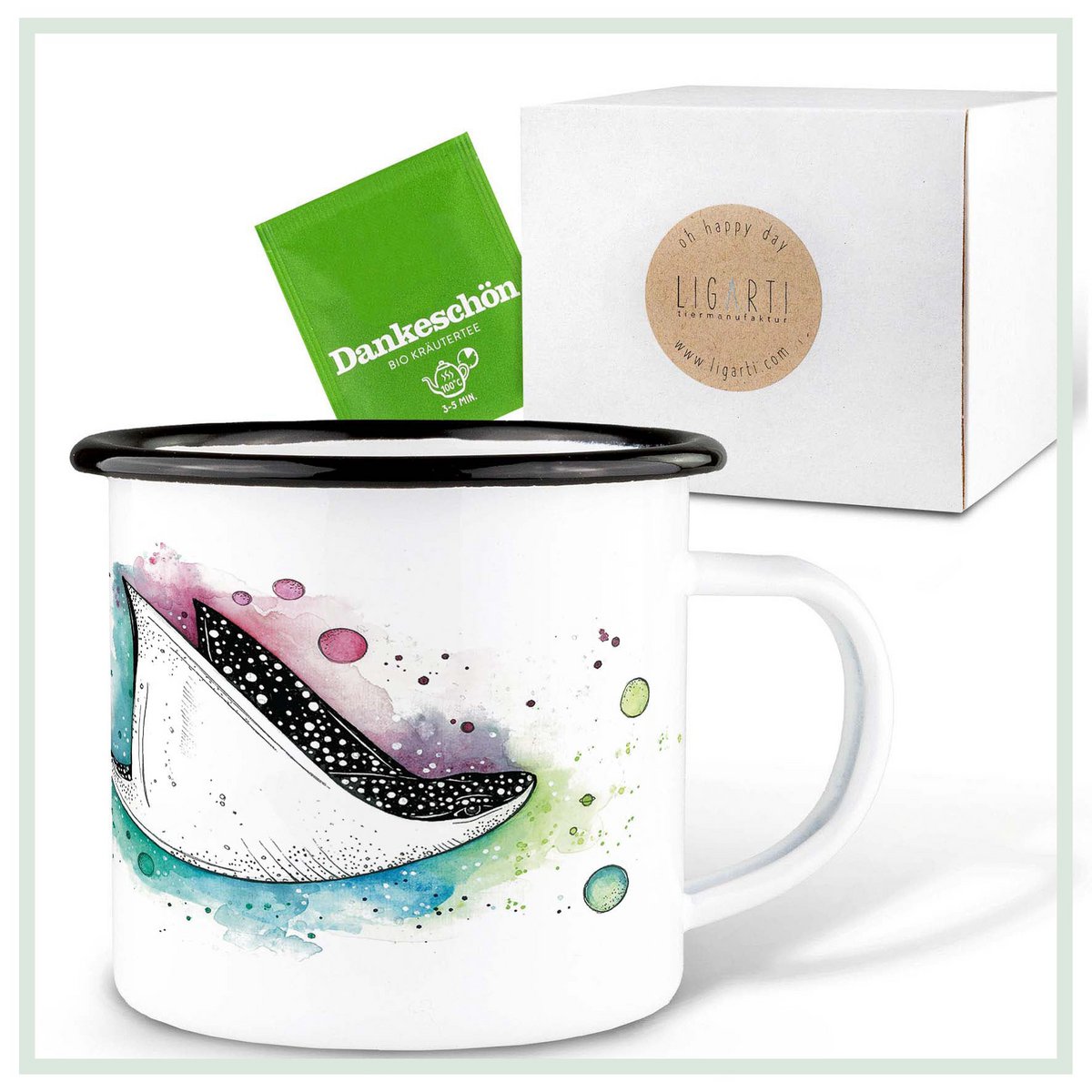 Emaille Tasse – Space Rochen