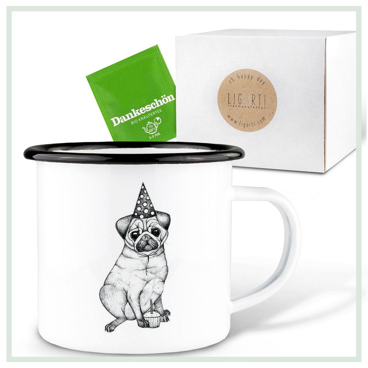 Emaille Tasse – Mops