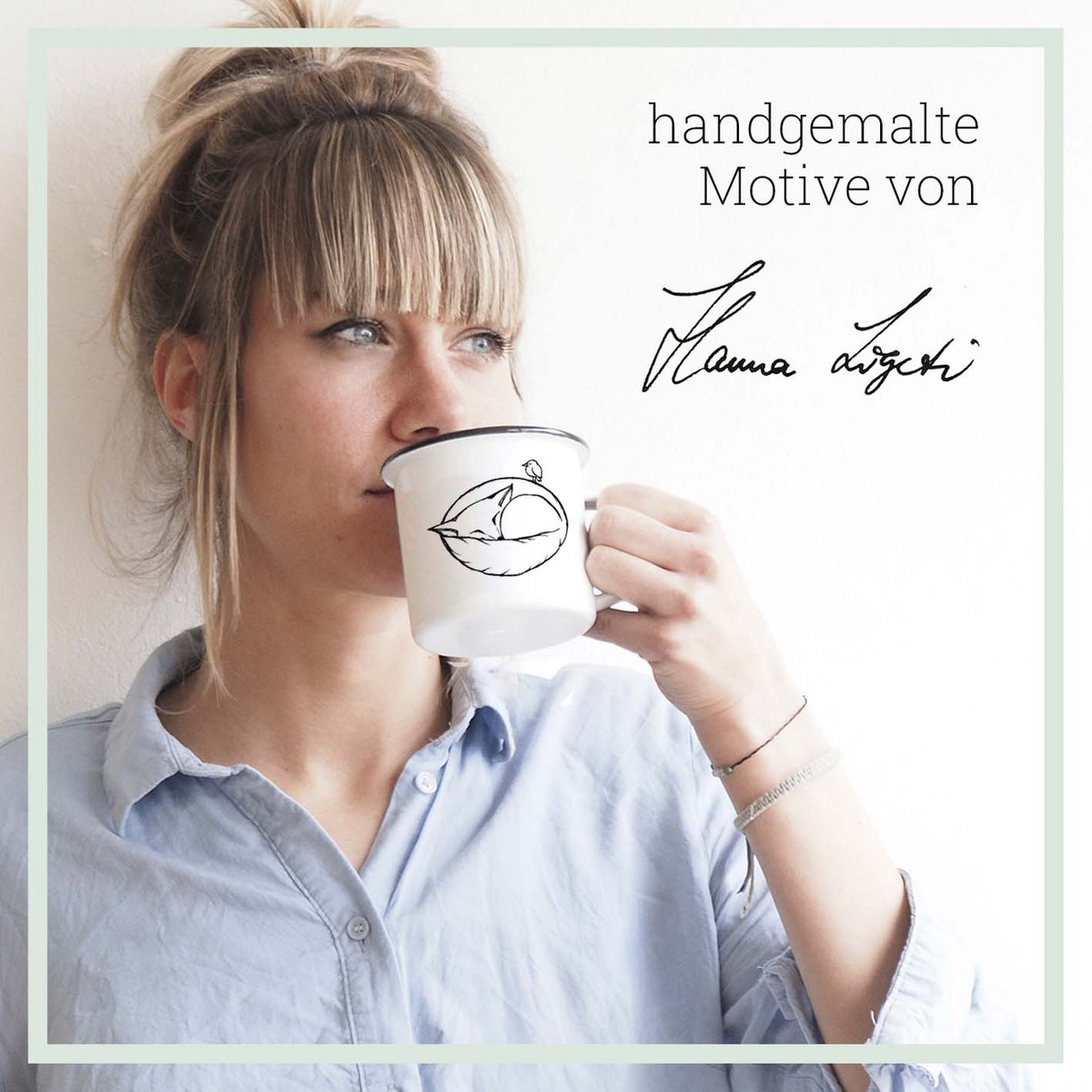 Emaille Tasse – Flamingoparade