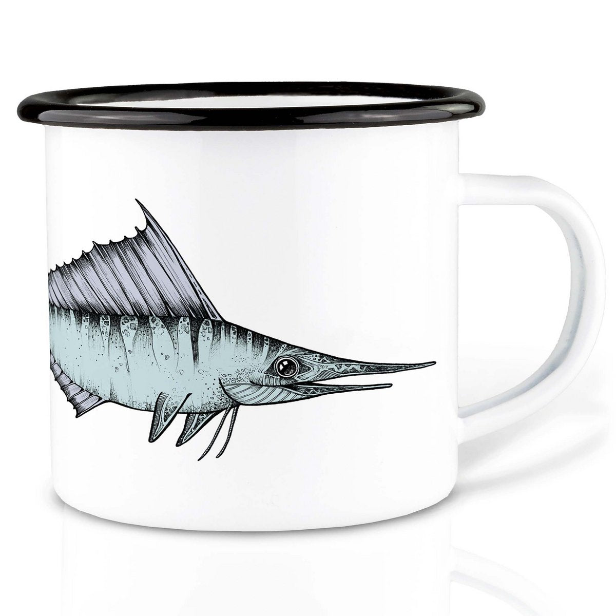 Emaille Tasse – Schwertfisch