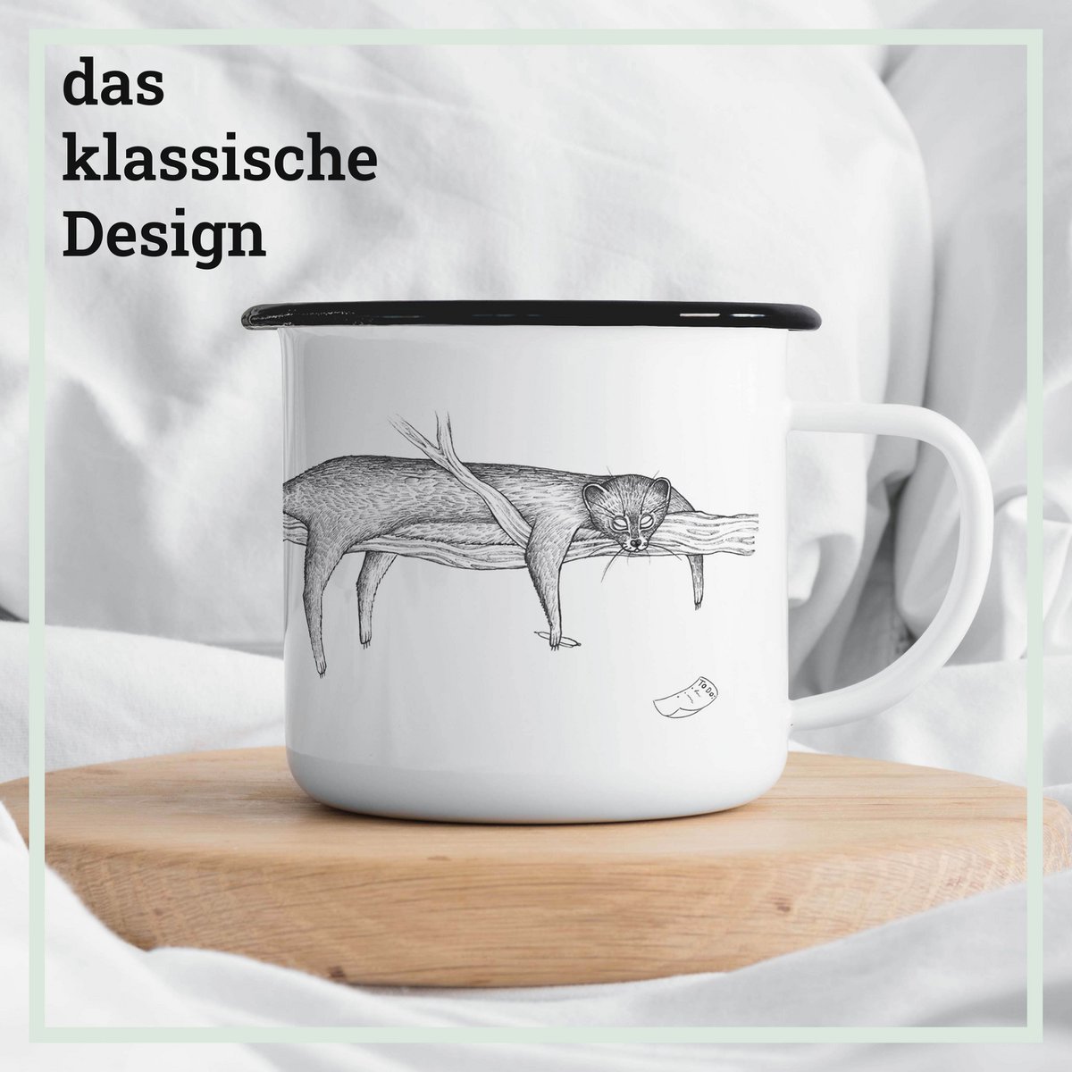 Emaille Tasse – Faulpelz