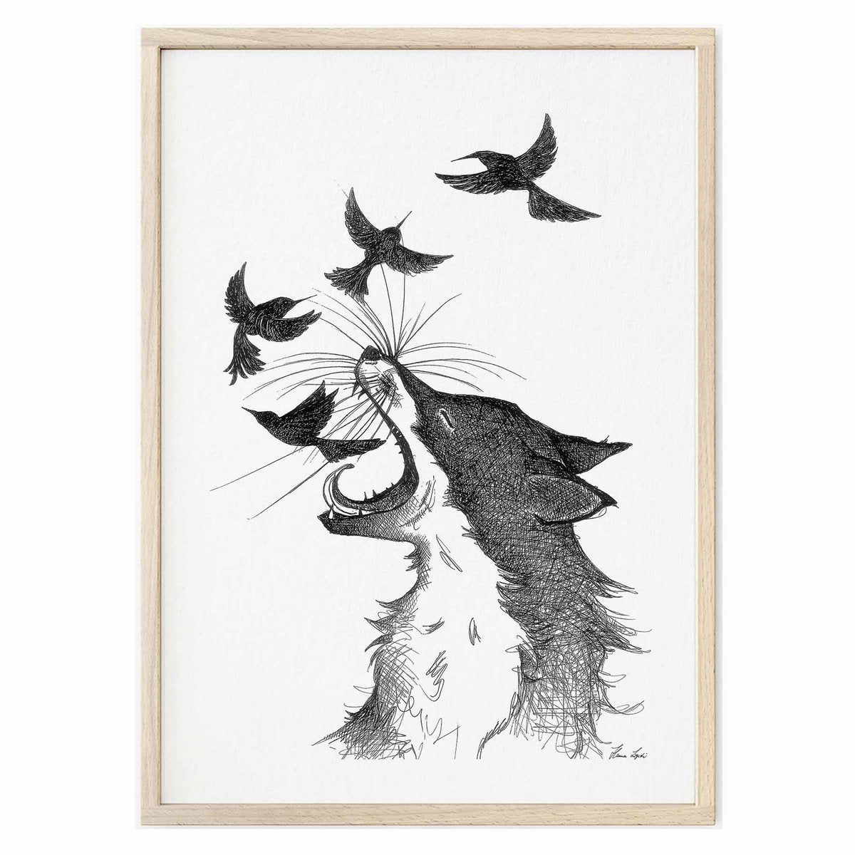 Kunstdruck - Fuchs & Vögel