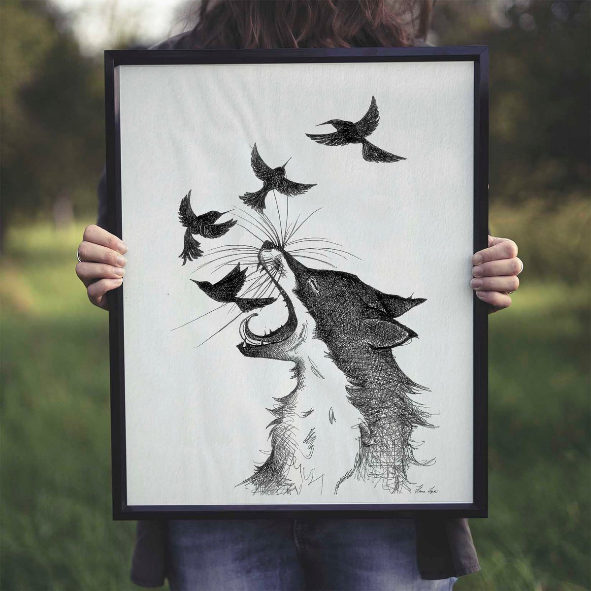 Kunstdruck - Fuchs & Vögel