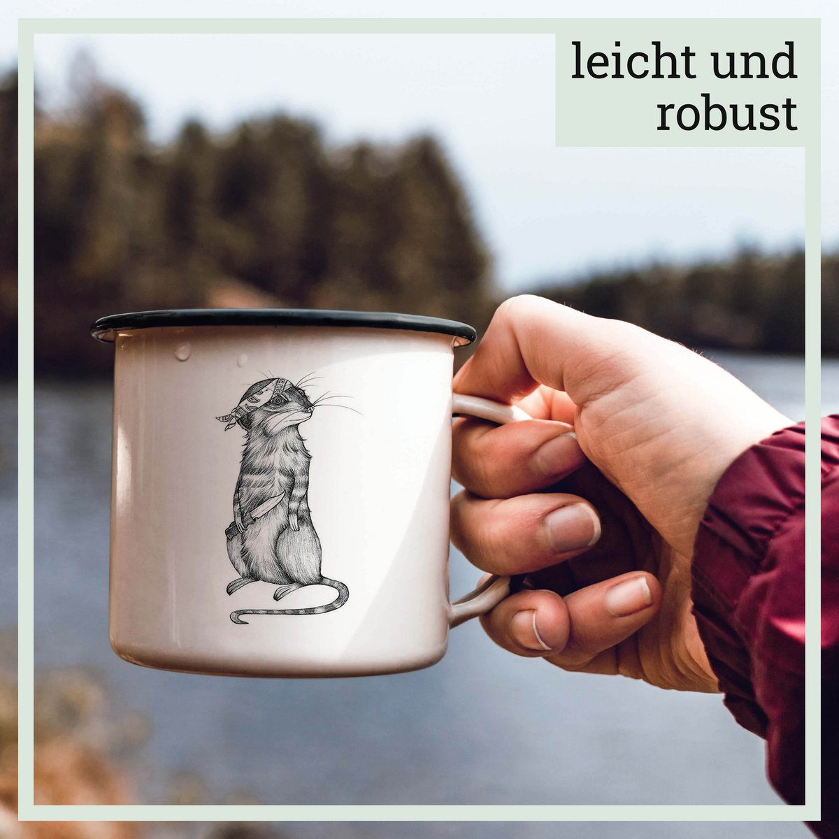 Emaille Tasse – Toni Knife