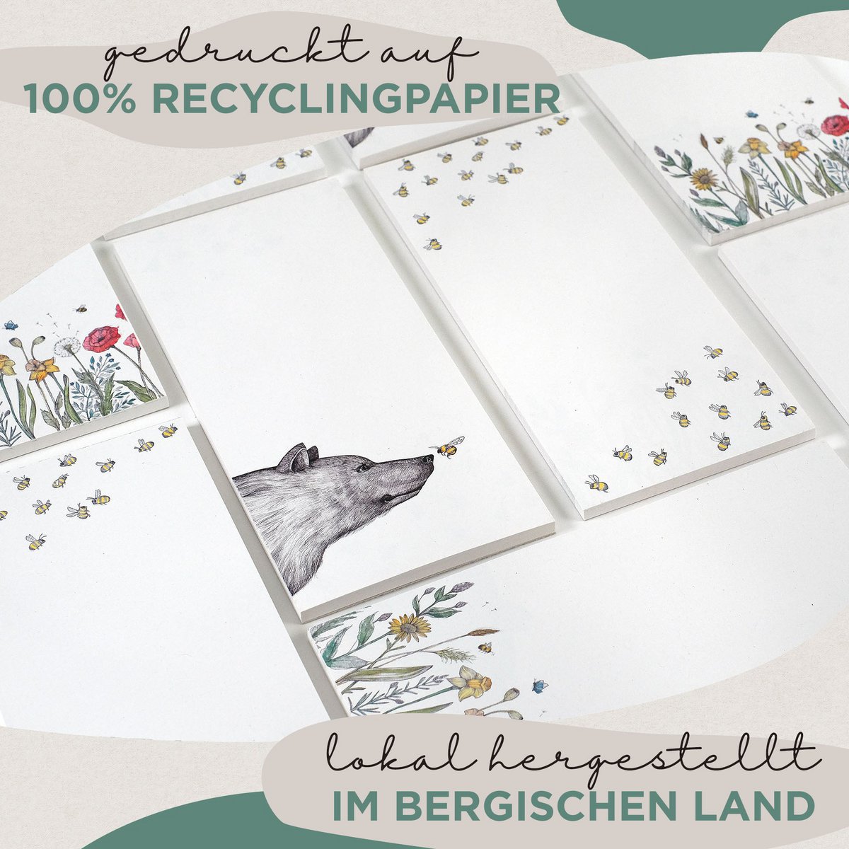 Notizblock – Bienen und Blümchen Trio – 3er-Set