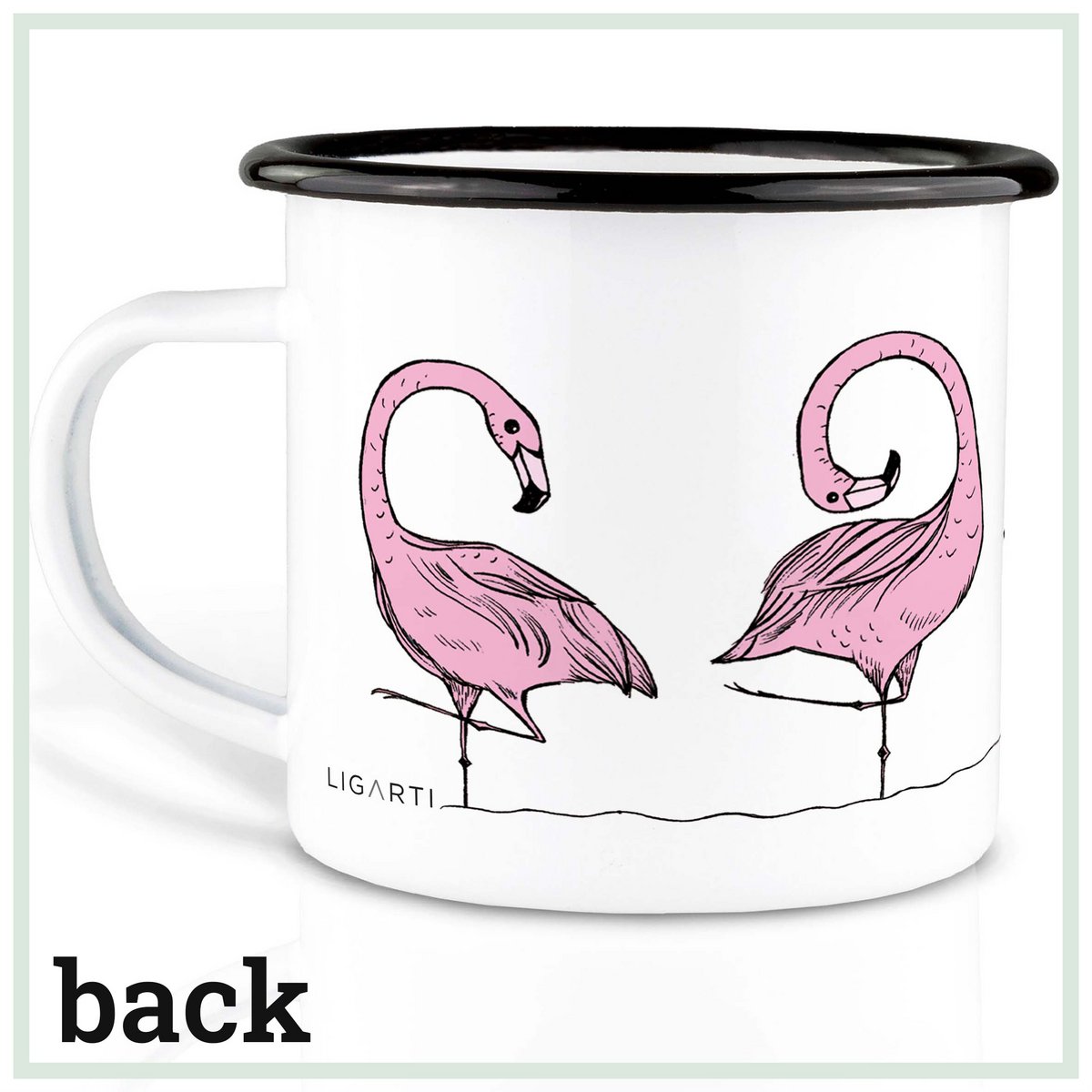Emaille Tasse – Flamingoparade