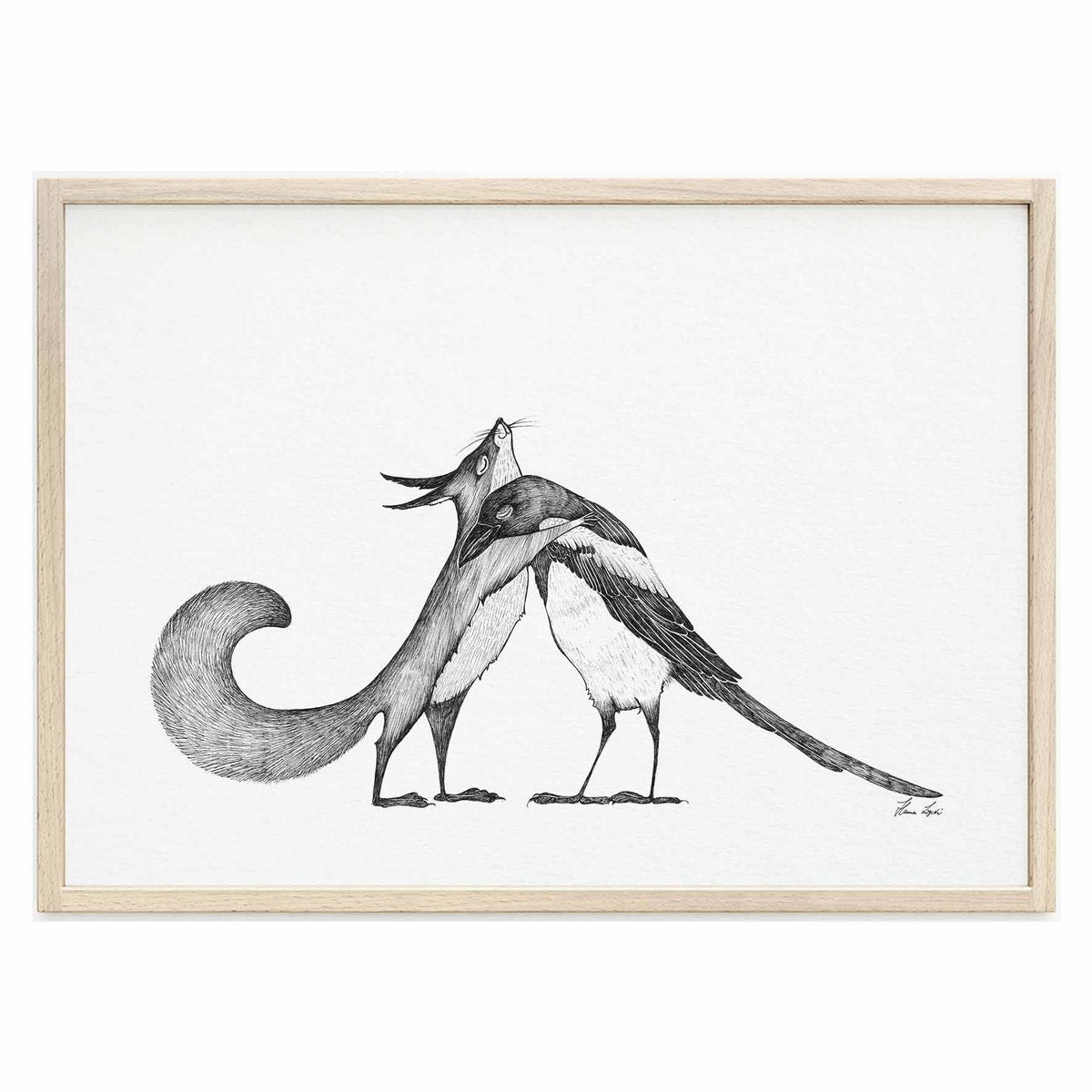 Kunstdruck - Eichhörnchen & Elster