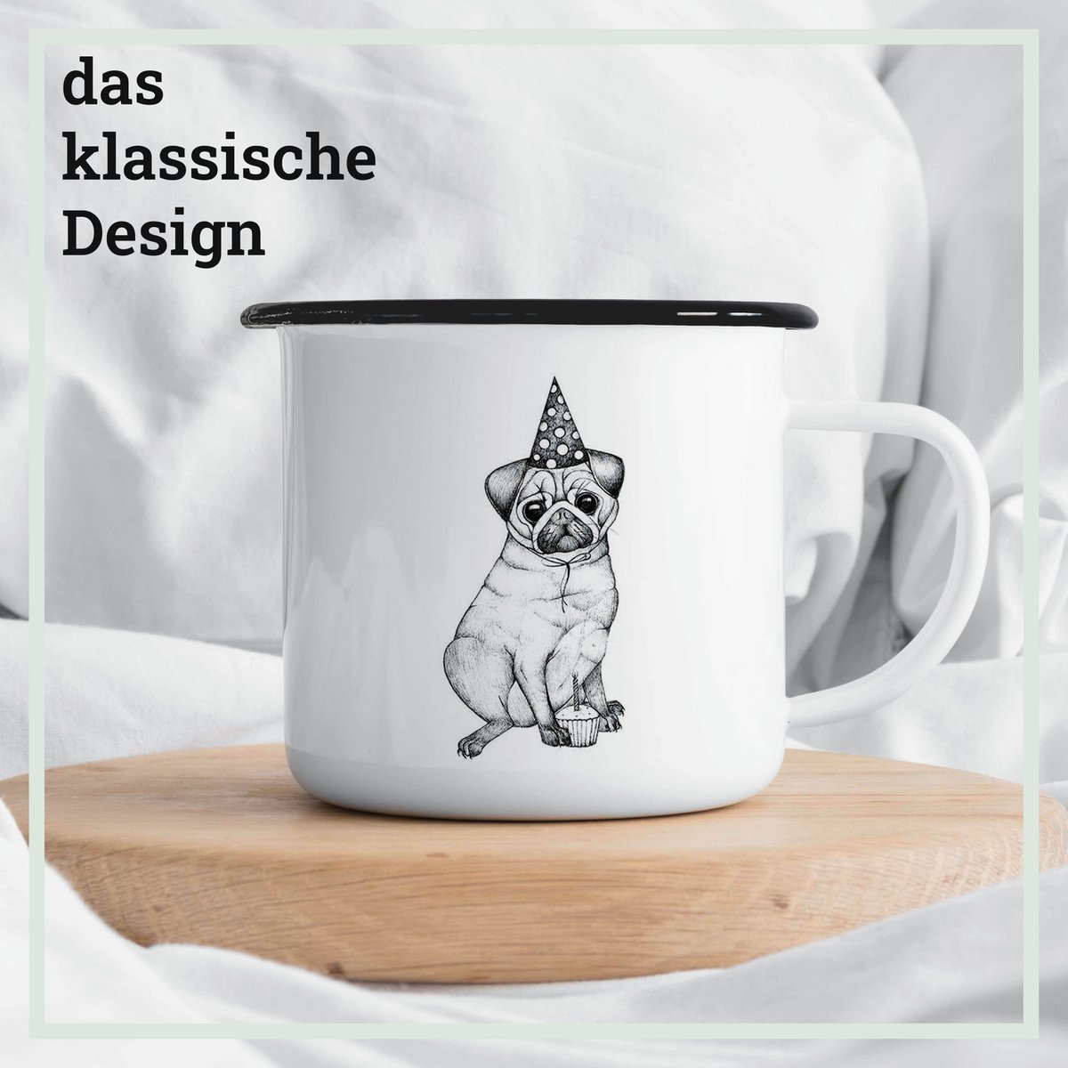 Emaille Tasse – Mops