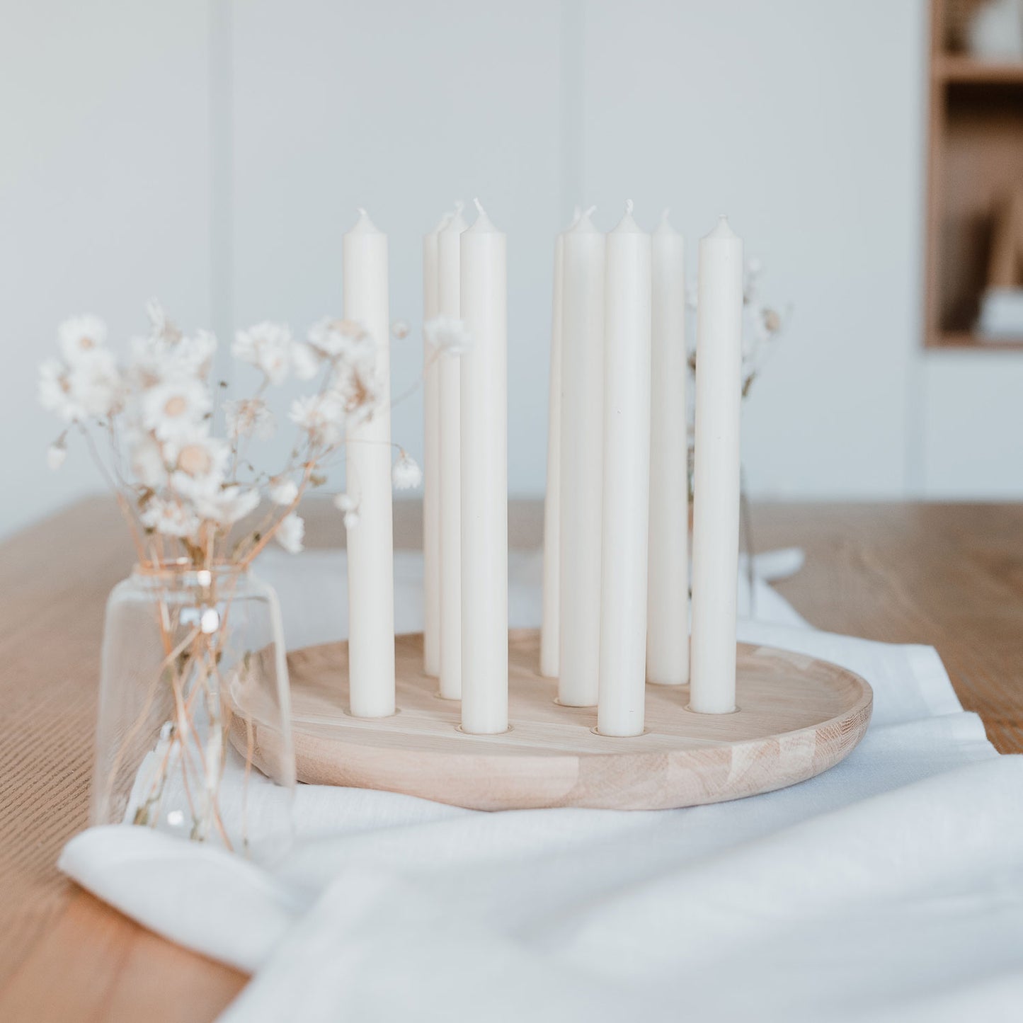 Rundes Kerzenbrett aus Eiche