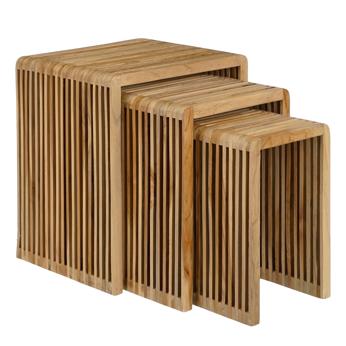 Yonker Beistelltisch – 3er-Set – L44 x B34 x H50 cm – recyceltes Holz – Braun