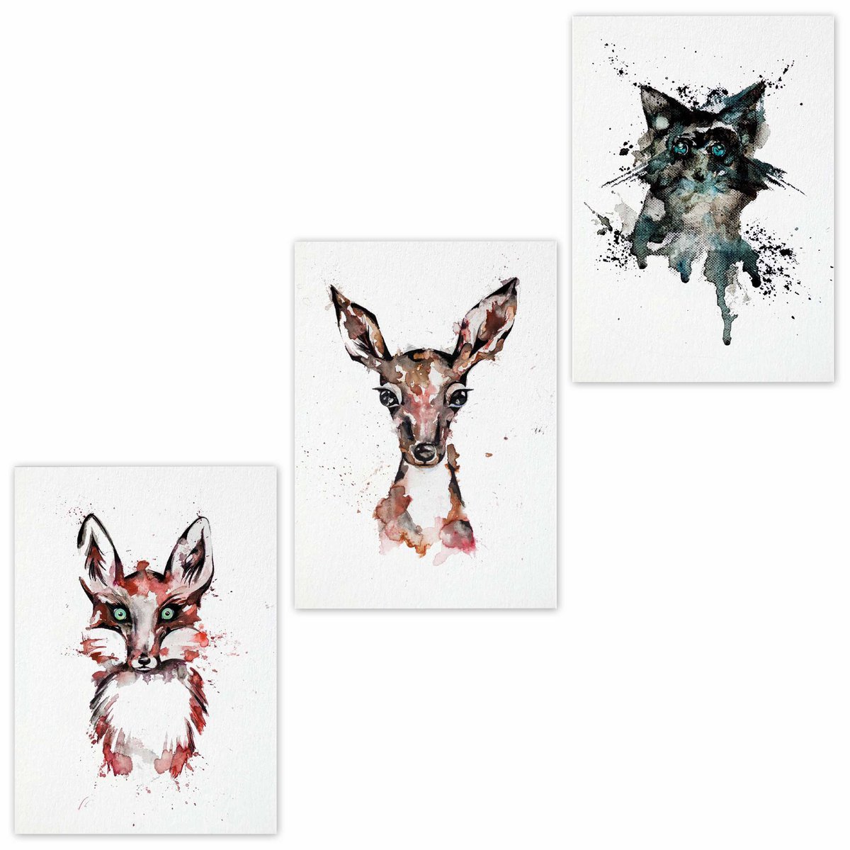Postkarten – 3er-Set – Waldtiere