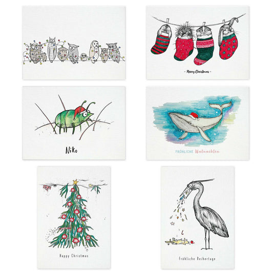 Postkarten – 6er-Set – Holly Jolly