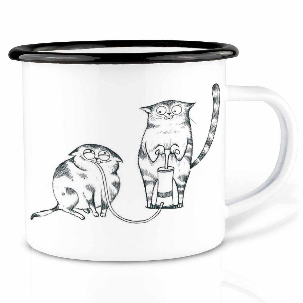 Emaille Tasse – Heliumkatze Pumpe